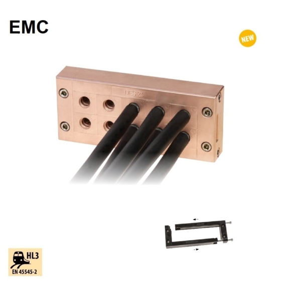 Przepust kablowy EMC wysoki stopień ekranowania EMI przepust do kabli ekranowanych konfekcjonowanych ochrona elektromagnetyczna przepust z powłoką akrylową EMI ekranowanie kabli przewodów uziemienie Ekran miedziany instalacje EMC klamry uziemienie przewodów szafy sterownicze instalacje kable sygnałowe sterujące ochrona EMC elektromagnetyczna ochronę kabli, przewodów i wiązek kablowych przed działaniem elektromagnetycznym elektrostatycznym i zakłóceniami o częstotliwości radiowej łatwa instalacja kabli ekran z rurką ułatwione prowadzenie kabli łączność sterowanie instalacje teletechniczne, , przepusty kablowe EMC