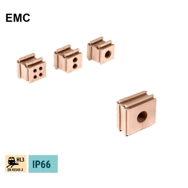 Przepust kablowy EMC wkładka EMC DES EMC wysoki stopień ekranowania EMI przepust do kabli konfekcjonowanych ekranowanych ochrona elektromagnetyczna przepust z powłoką akrylową EMI ekranowanie kabli przewodów uziemienie Ekran miedziany instalacje EMC klamry uziemienie przewodów szafy sterownicze instalacje kable sygnałowe sterujące ochrona EMC elektromagnetyczna ochronę kabli, przewodów i wiązek kablowych przed działaniem elektromagnetycznym elektrostatycznym i zakłóceniami o częstotliwości radiowej łatwa instalacja kabli ekran z rurką ułatwione prowadzenie kabli łączność sterowanie instalacje teletechniczne IP66 przepust gumowy EMC tuleja kablowa, moduły uszczelniające EMC