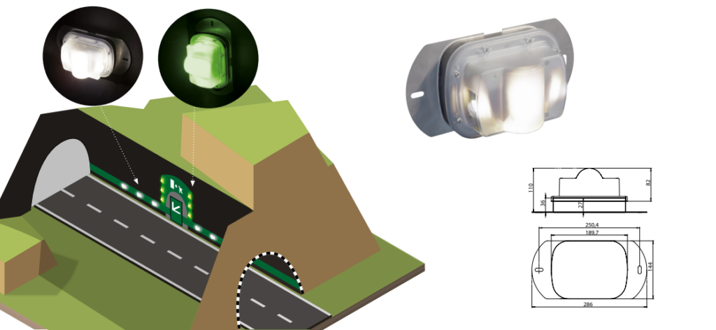 DOS lampy do oznaczania dróg wyjść ewakuacyjnych w tunelach