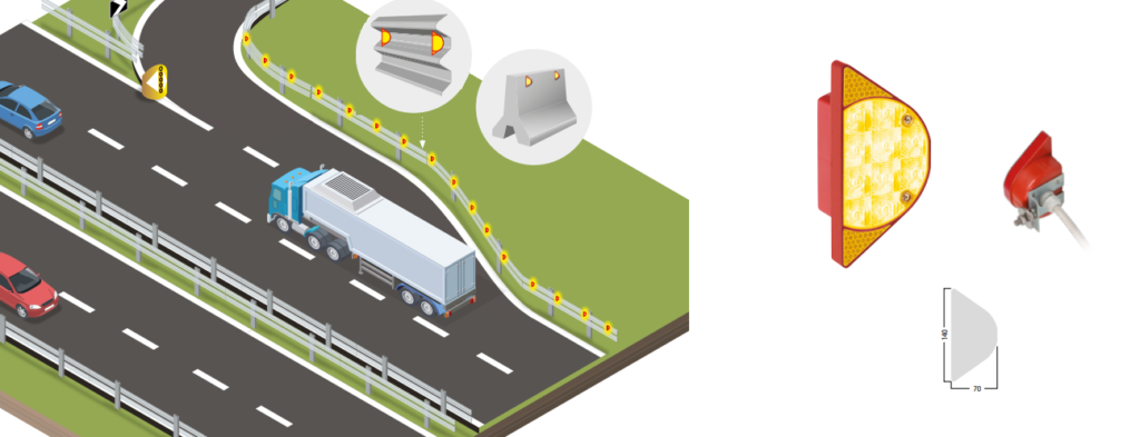 RGR znacznik punktowy do barier energochłonnych w tunelach zakrętach rondach i miejscach niebezpiecznych
