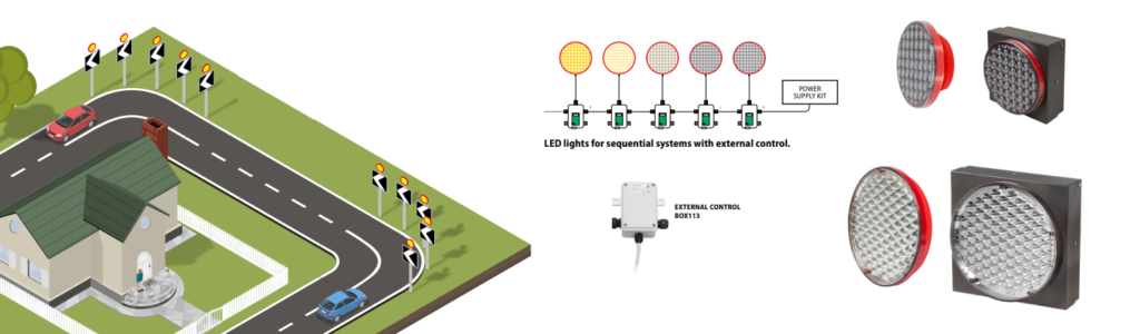 Basic Sequences sysem świateł sekwencyjnych LED oświetlenia LED zakrętów łuków drogi miejsc niebezpiecznych